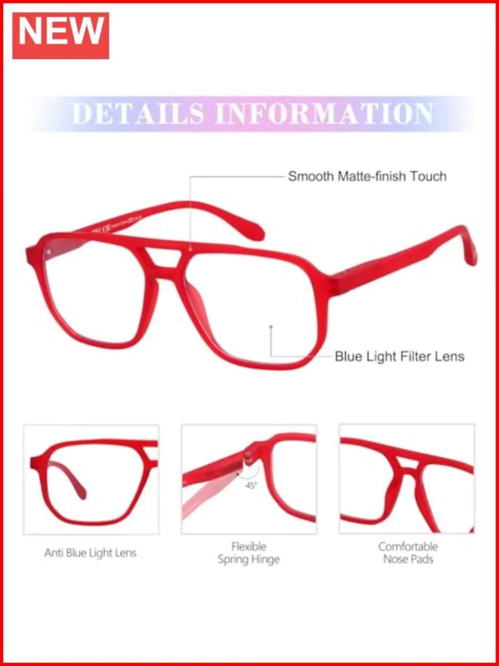 Retro Aviator Reading Glasses with Blue Light Protection Spring Hinge